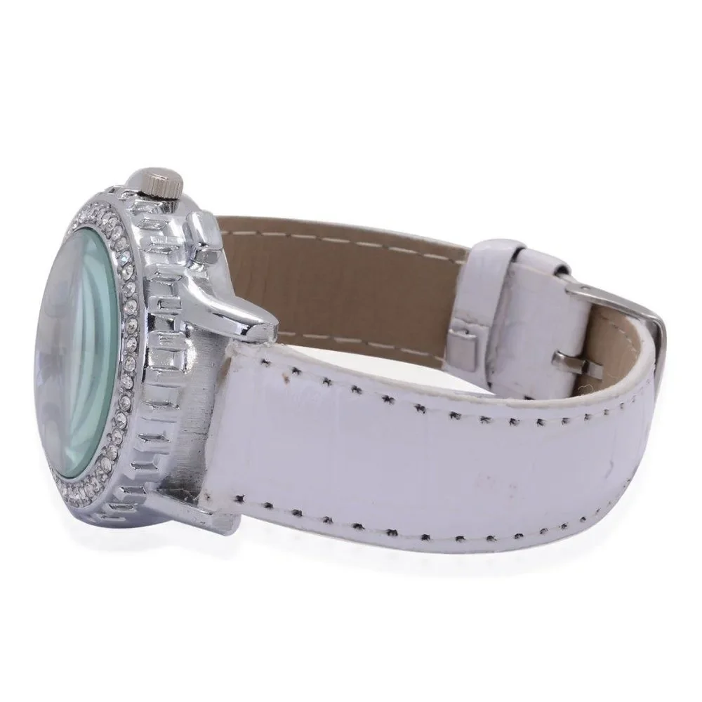 STRADA Austrian Crystal Watch Faux Leather Band